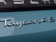 Rear badge TAYCAN 4S, primed. Porsche Taycan 4S - 9J104480007G2X, 9J104480007