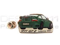 Pin Badge 'Porsche 911 GT2 - Leipzig 2001' Green