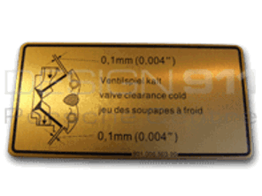 Aufkleber Ventilspiel. Porsche 911 / 914 / 964 - 90100650300