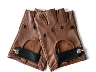 Gants de conduite classiques en cuir sans doigts Cognac. Manettes courtes - 6013933721786, 6013931544547, 6013931089017