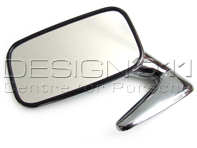 Specchio per porta rettangolare in cromo. PICCOLO. Porsche 911 anni 70-73 - 91173101300, 91173101306, 91173101406, 91173101308, 91173101408