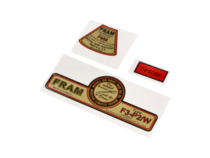 Fram oil filter decal set. Porsche 356 / 356A / 356B / 356C - 54607827, 54607800 - 1601503510