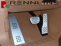 Rennline aluminium 3 piece pedal set with porsche decal crest rubber grip. Porsche Panamera PDK - P7162102D, P71.62102D