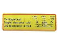 Aufkleber Ventilspiel. Porsche 356 / 912 - 54672203
