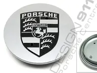 Tapacubos Plata con escudo Negro metal para Porsche - 92836103201