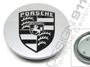 Tapacubos Plata con escudo Negro metal para Porsche - 92836103201