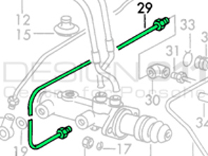 Hauptbremszylinder an Bremsleitung des hinteren Bremssattels. Porsche 911 68-71 RHD - 90135562402, 90135562400
