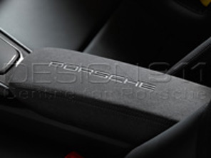 Couvercle du coffre de rangement de la console centrale ALCANTARA NOIR avec LOGO PORSCHE. Porsche 991.2 / 982 - 9P1857151E2W0, 9P1857151D2W0