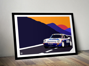 Poster Porsche 911 SC/RS Gruppo B con cornice nera