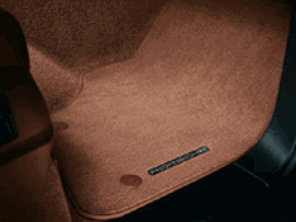 Tapis de sol avec bordure en nubuck. Porsche 957 Cayenne RHD - Volant à droite - 95504480462CU4, 95504480262L63, 95504480472CS2, 955044802628C3