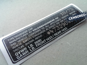 Door Jam VIN Number Decal. Porsche 914 1972–1976 - 91470111201 - CB.914.701.112.01