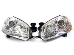 Chrome Headlamps with LED DRL (Daytime Running Lights) VW GOLF MK5 (PAIR) RHD / LHD - PHL9056
