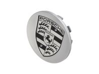 Wheel cap Silver with black crest, Concaved. Porsche 95B Macan - 95B60115088Z