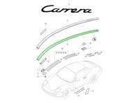Junta de canal de techo COUPÉ. Porsche 997.1 / 997.2 Carrera / Turbo / GT2 / GT3 2005-13 - 99755972101, 99755972201, 99755972100, 99755972200