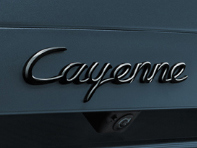 'Cayenne' rear lid badge, in Black (high-gloss). Porsche 9YA Cayenne E-Hybrid - 9Y004487004041, 9Y004487004