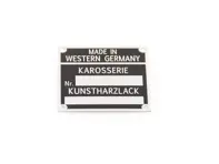 Numéro de châssis et plaque signalétique Reutter. Porsche 911/912 1964-69 - 90170110701 - OBP11.4.100