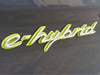 E-HYBRID in Chrome and Acid Green front door badge for Porsche 970 Panamera  HYBRID - 97055924501, 97055924601