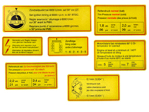 Jeu d'étiquettes adhésives avec bordure rouge pour compartiment moteur pour Porsche 911 - PCG90100650