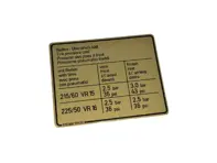 Sticker Tyre Pressure. Porsche 928 1980-82 - 92800651900
