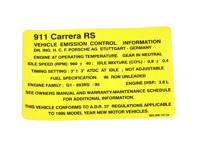 Adhesivo para especificaciones del motor. Porsche 993 Carrera RS - 99300610704