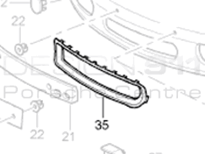 Évent extérieur de pare-chocs avant. Porsche Boxster 986 S 1999-02 - 98650555100G2X, 98650555100