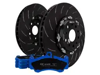 EBC Racing front Two-piece floating brake disc and bluestuff pad kit. Porsche 991 turbo / 981 Cayman GT4 - P2DK039B, 99135140502, 99135140602, 99135194704 - DP52206NDX, SG2F016