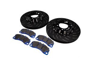 EBC Racing avant Disque de frein flottant en deux parties et kit de plaquettes bluestuff. Porsche 991 turbo / 981 Cayman GT4 - P2DK039B, 99135140502, 99135140602, 99135194704 - DP52206NDX, SG2F016