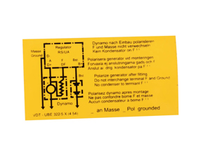 Autocollant du couvercle du régulateur de tension. Porsche356B/356C - 90170100700 - 1601503200
