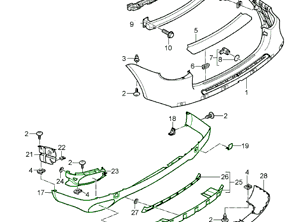 Kit spoiler inferiore paraurti posteriore. Porsche 957 Caienna - 95550552107G2X, 95550552108G2X, 95550552109G2X