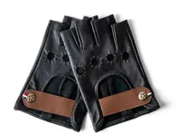 Gants de conduite classiques en cuir sans doigts noirs. Manettes courtes - 6013930681601, 6013929867818, 6013929814812