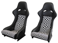 Seats in racing style, Grey leather / Pascha pattern with black seat shell. Porsche 964 / 993 - SET11.1.100A, SET111100A