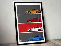 Porsche 911 GT3 Generations poster in Black frame
