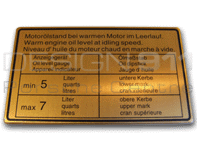 Autocollant Niveau d'huile moteur. Porsche 911 / 914 - 90100650401