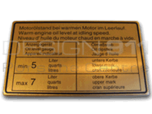 Sticker Engine Oil Level. Porsche 911 / 914 - 90100650401