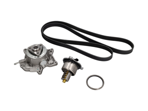 Wasserpumpe, Keilriemen und Thermostat-Kit. Porsche 718 Boxster S / GTS 2,5 l / 718 Cayman S / GTS 2,5 l - 9A210605002, 9A210605001, 9A210605003, 9A110622603, 9A110622602, 9A712111000, 0PB121110A, 0PB121688, 9A210222500