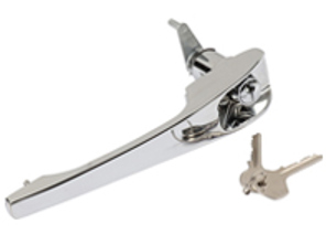 Door handle with lock cylinder and key, Chrome. Porsche 911/912 68-69 - 90153106121, 90153106221 - 1687101270, 1687101280