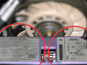 Emission and vacuum hose stickers for engine lid. Porsche 993 (1993 - 1998) USA/CANADA - 99300610909