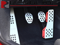 Rennline Aluminium 4 Piece Pedal Set with Porsche Crest Rubber Grip. Porsche 991 / 981 / 718 / 991.2 - P71.60101C, P7160101C