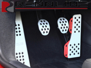 Juego de pedales Rennline de aluminio de 4 piezas con empuñadura de goma con escudo Porsche. Porsche 991 / 981 / 718 / 991.2 - P71.60101C, P7160101C