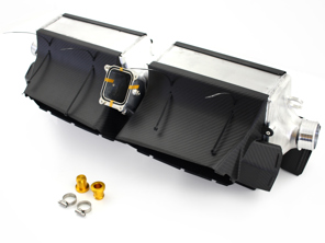 Intercooler with carbon fibre air guide. Porsche 992 turbo / turbo S - 992145805G, 992145817B, 992145816C - GCP03