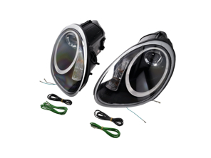 SCHEINWERFER PROJEKTOR HALOGEN + AURORA LICHT Porsche 987 05-08 SCHWARZES GLÄSER LHD - 99763115713, 99763115813