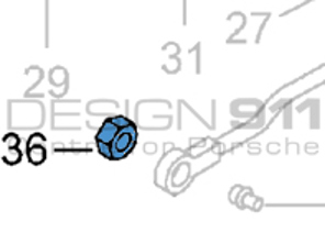 Cabriolet Hood Push Rod Ball Pin Nut. Porsche 986 Boxster - 90003400105, N01111811