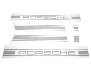Side decorative stripes with PORSCHE logo. Porsche 9YA Cayenne - 9Y008887017, 9Y008887018, 9Y008887019, 9Y008887020, 9Y0088095B, 9Y0088095D, 9Y0088095C, 9Y0088095E