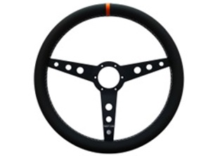 Lenkrad Turn 8 Vollnarbenleder mit oranger Markierung 380mm. Porsche 911 / 964 / 993 / 924 / 944 / 968 / 928 - 74202, 74203