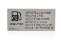 Étiquette adhésive – 98 RON. Porsche 928 GTS / 993 - 92800611720