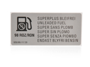 Étiquette adhésive – 98 RON. Porsche 928 GTS / 993 - 92800611720