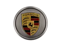 Konkave Radkappe - Platin Seidenmatt mit farbigem Wappen. Porsche 971.2 Panamera 2021-24 / 9J1-1 Taycan 2020-24