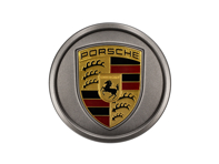 Concaved Wheel Cap - Platinum Satin-Matt With Coloured Crest. Porsche 971.2 Panamera 2021-24 / 9J1-1 Taycan 2020-24