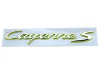 'CAYENNE S' in Chrome and Acid Green Rear Lid Badge for Porsche 958 Cayenne S HYBRID - 95855967551, 95855967550