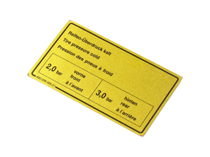 Autocollant pression des pneus. Porsche 911 Turbo 78-89 - 90100650501
